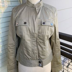 Ann Taylor Light Green / Grey Zip-Up Jacket